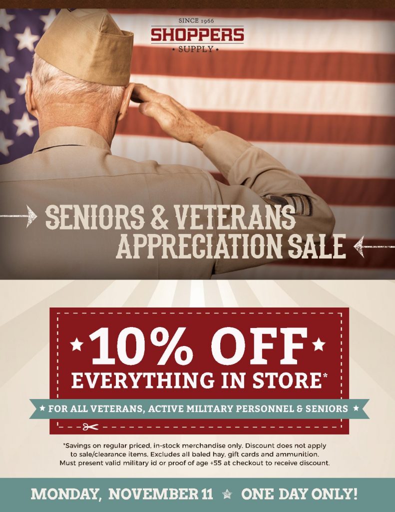 Shoppers Supply Seniors & Veterans Appreciation Sale ad