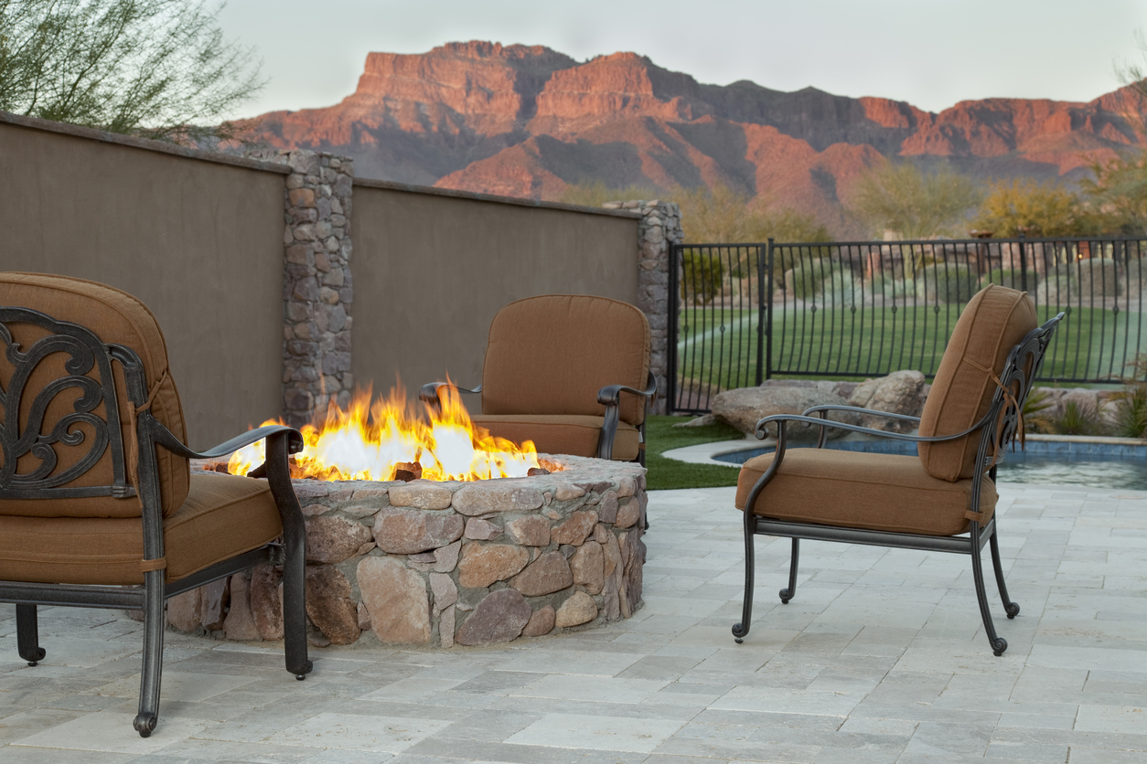 Luxury Backyard Fireplace
