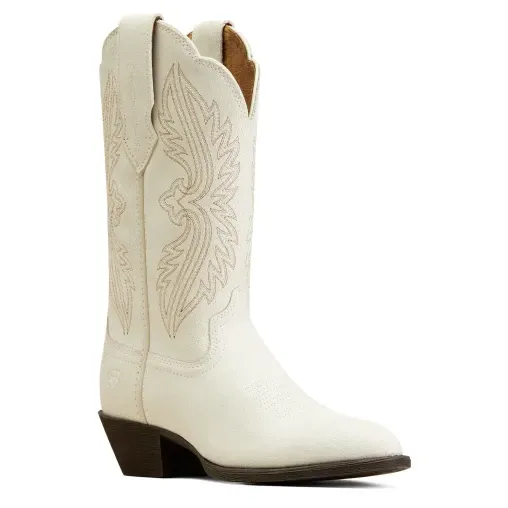 Distressed Ivory Plus Size Cowgirl Boots Ariat Heritage R Toe StretchFit